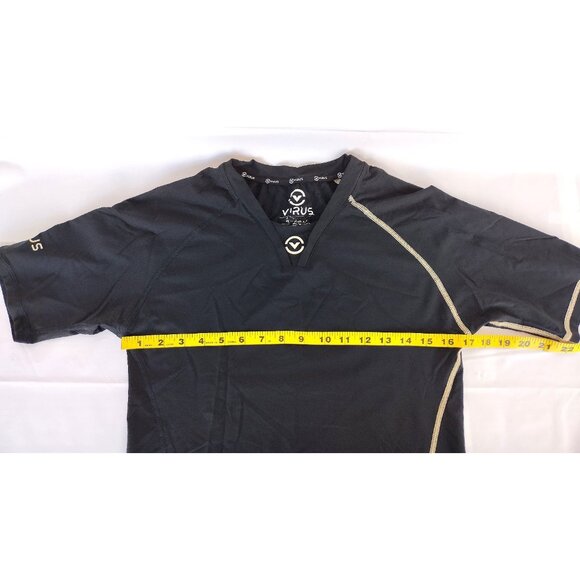 Virus Short Sleeve Compression Shirt BJJ Wrestling Size Small Black and Gold - Picture 6 of 7